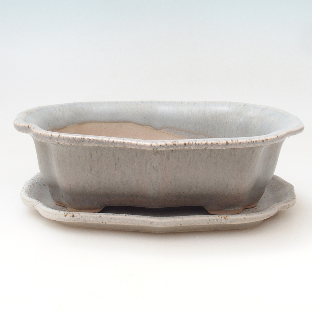 Cuenco bonsai + platillo H51 - 18x14x5 cm - beige