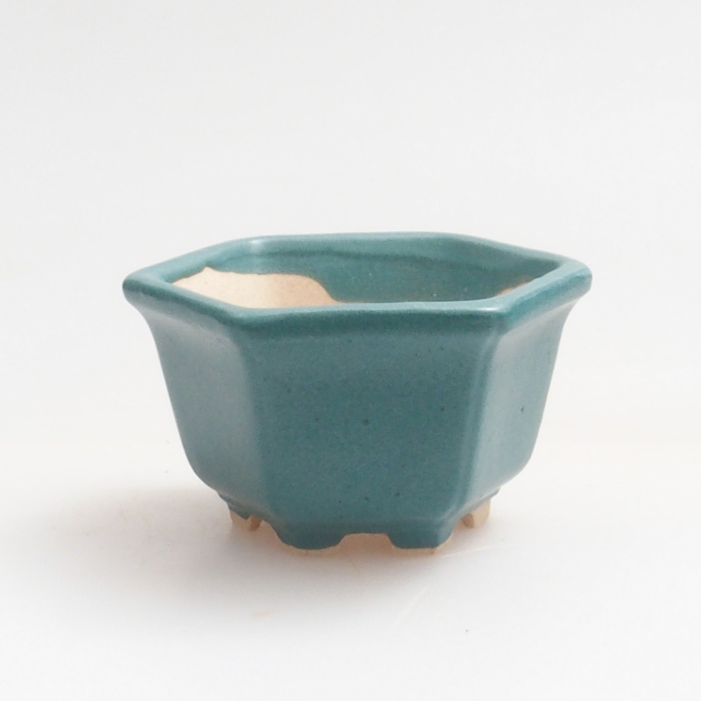 Cuenco bonsái de cerámica 6,5 x 5,5 x 4 cm, color azul