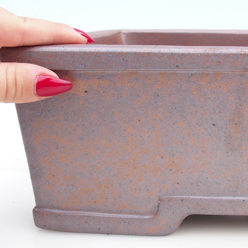 Cuenco bonsái de cerámica 35,5 x 27 x 11 cm, color metal