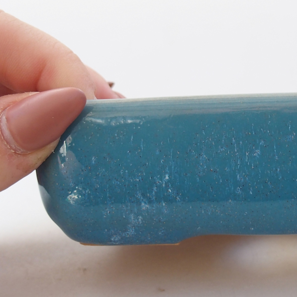 Cuenco bonsái de cerámica 11,5 x 9 x 3,5 cm, color azul