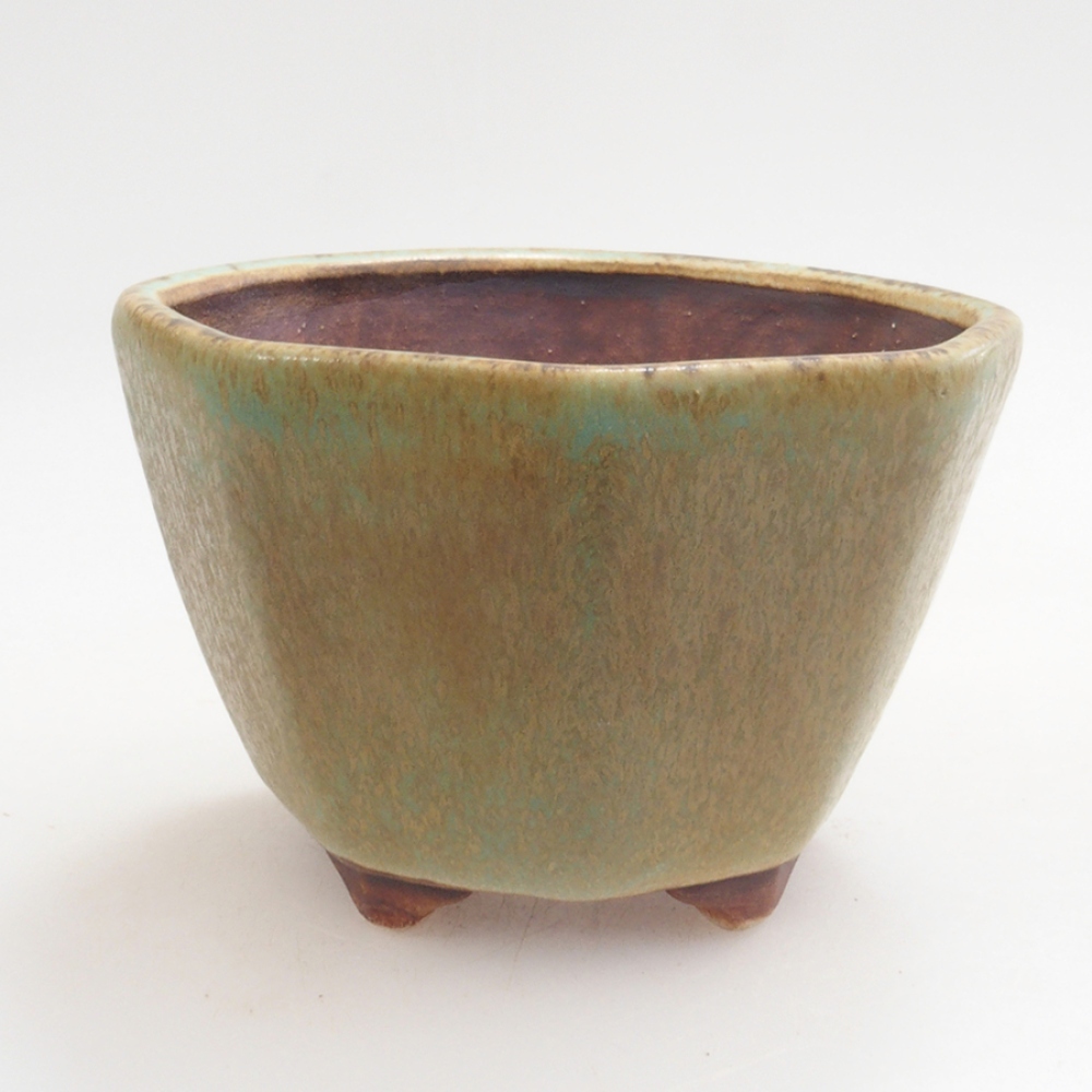 Cuenco bonsái de cerámica 10 x 8,5 x 4 cm, marrón