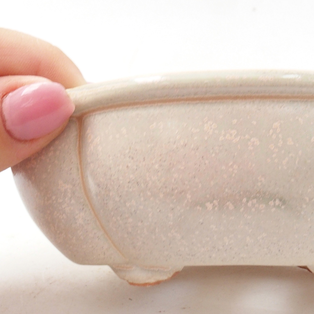 Cuenco bonsái de cerámica 12,5 x 10 x 4,5 cm, color beige