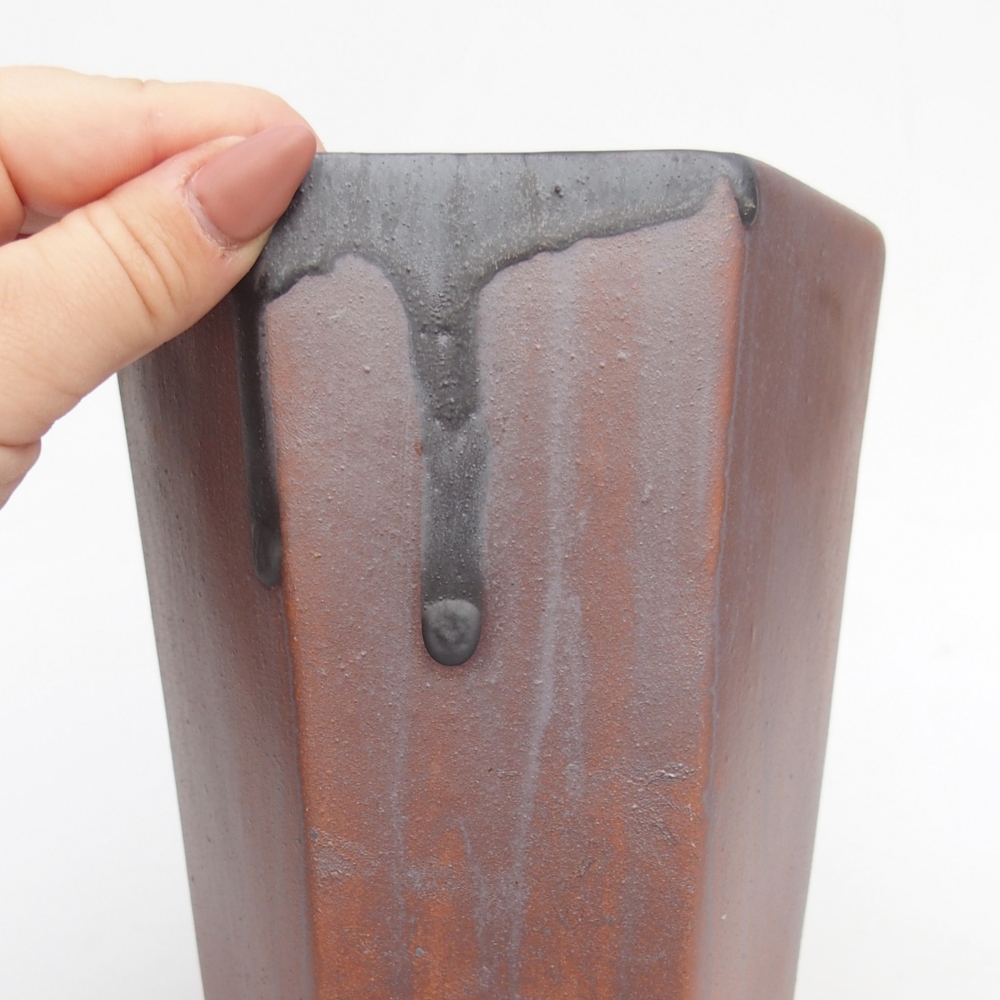 Cuenco bonsái de cerámica 12,5 x 11,5 x 16,5 cm, color metálico