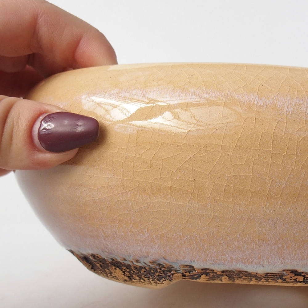 Cuenco bonsái de cerámica 18 x 18 x 6 cm, color beige