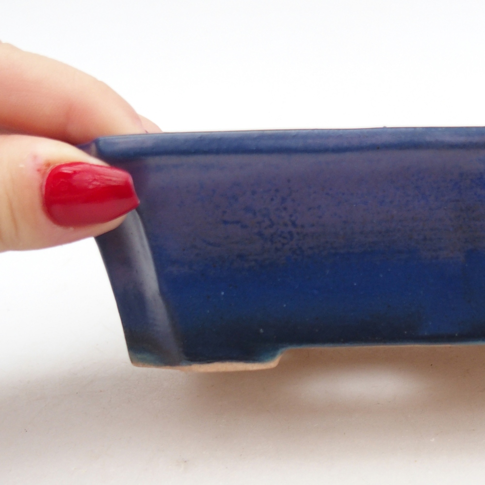 Cuenco bonsái de cerámica 13 x 10,5 x 4 cm, color azul