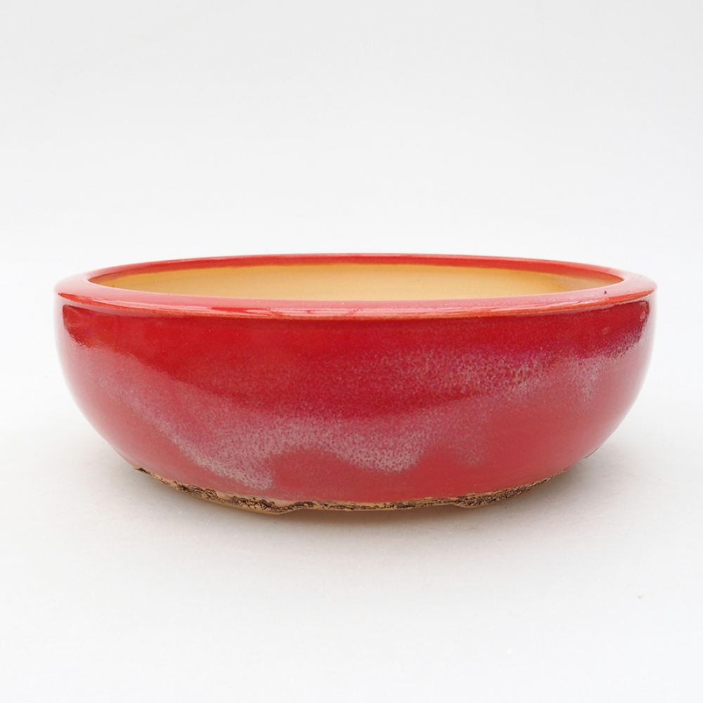 Cuenco bonsái de cerámica 18 x 18 x 5,5 cm, color rojo
