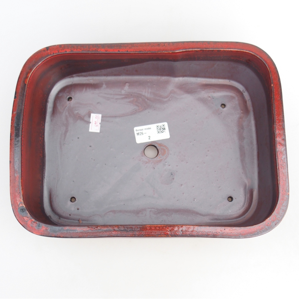 Cuenco bonsái de cerámica 28,5 x 21 x 7,5 cm, color rojo