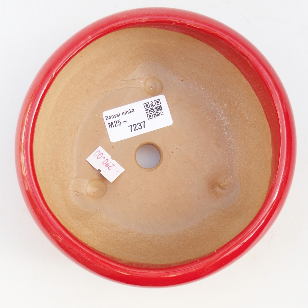 Cuenco bonsái de cerámica 14,5 x 14,5 x 7 cm, color rojo