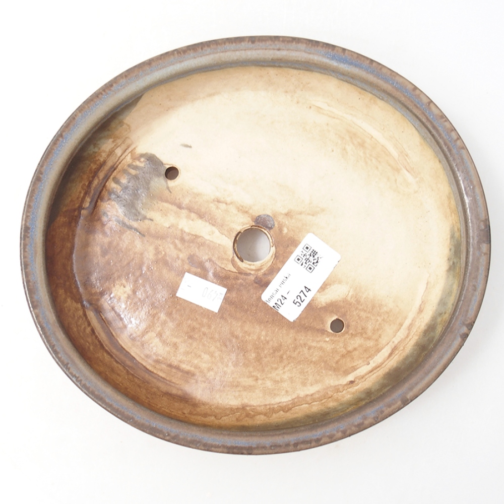 Cuenco bonsái de cerámica 20,5 x 18,5 x 4,5 cm, color azul