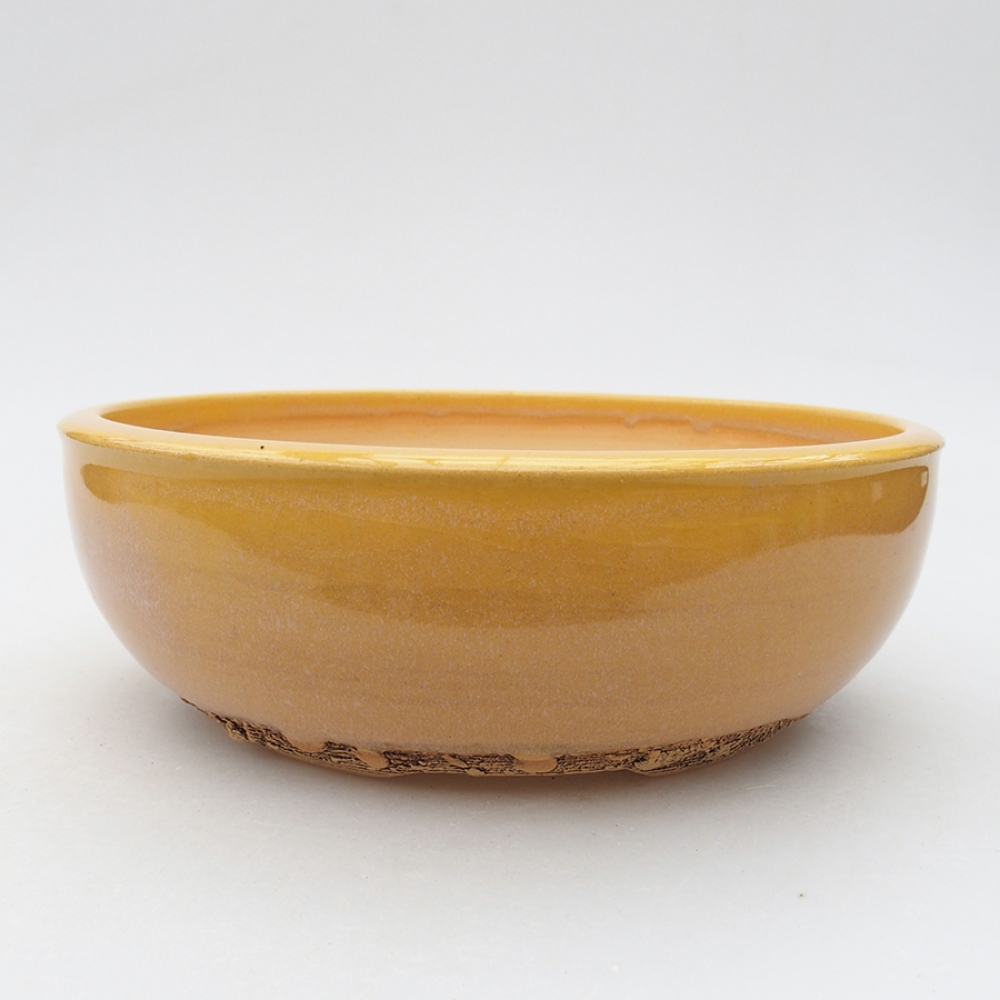 Cuenco bonsái de cerámica 18,5 x 18,5 x 6 cm, amarillo