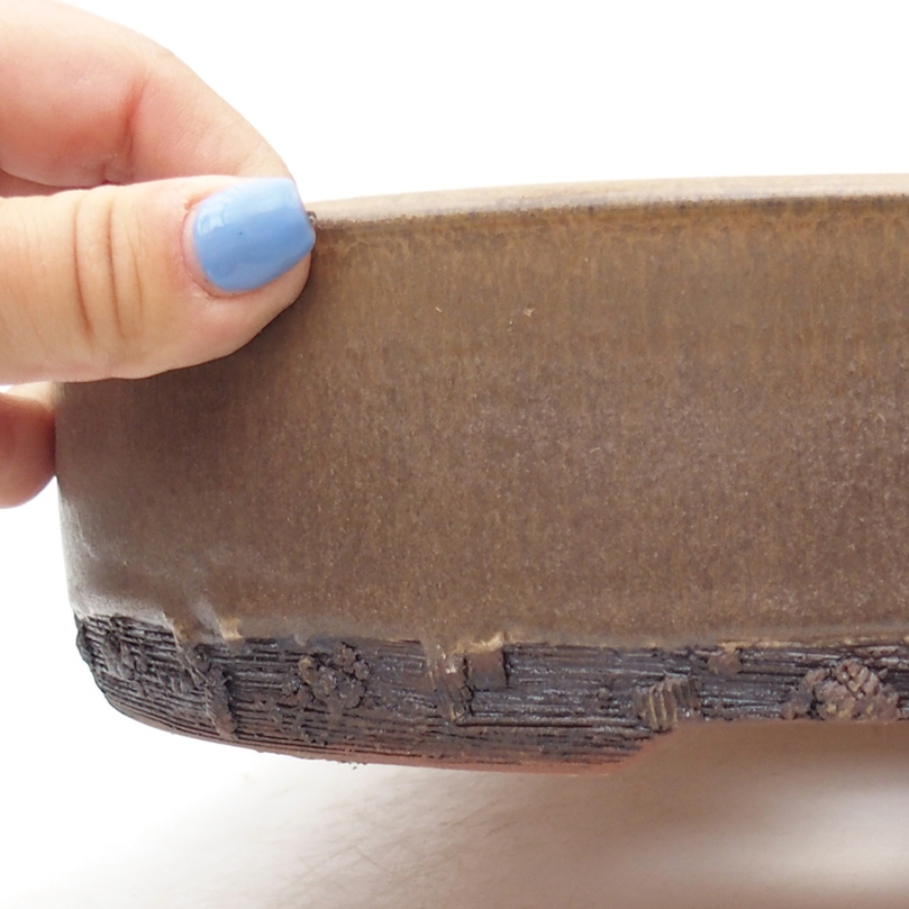 Cuenco bonsái de cerámica 24,5 x 24,5 x 6 cm, marrón