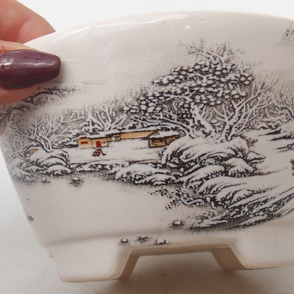 Cuenco bonsái de cerámica 12 x 12 x 6,5 cm, color blanco