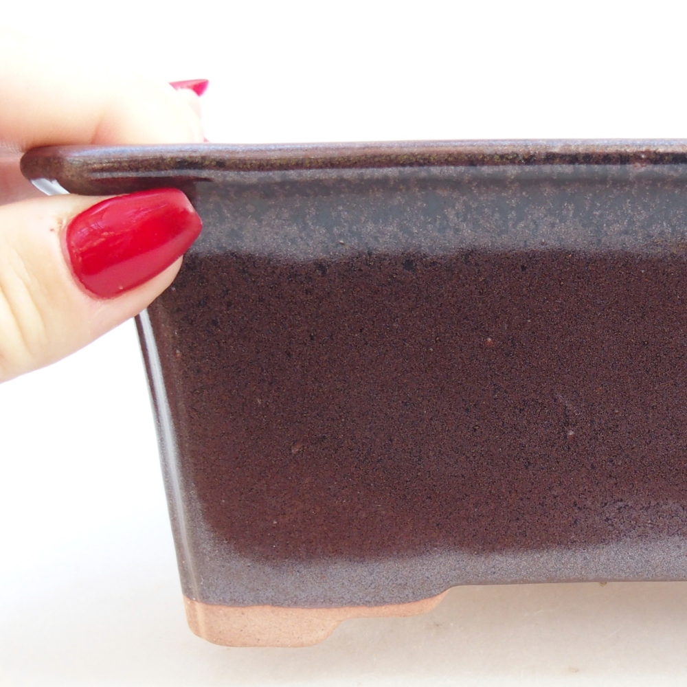 Cuenco bonsái de cerámica 18 x 14 x 7 cm, color metálico