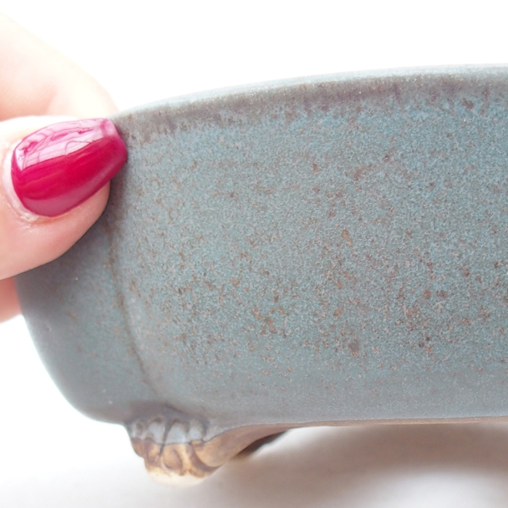 Cuenco bonsái de cerámica 13,5 x 13 x 5 cm, color azul