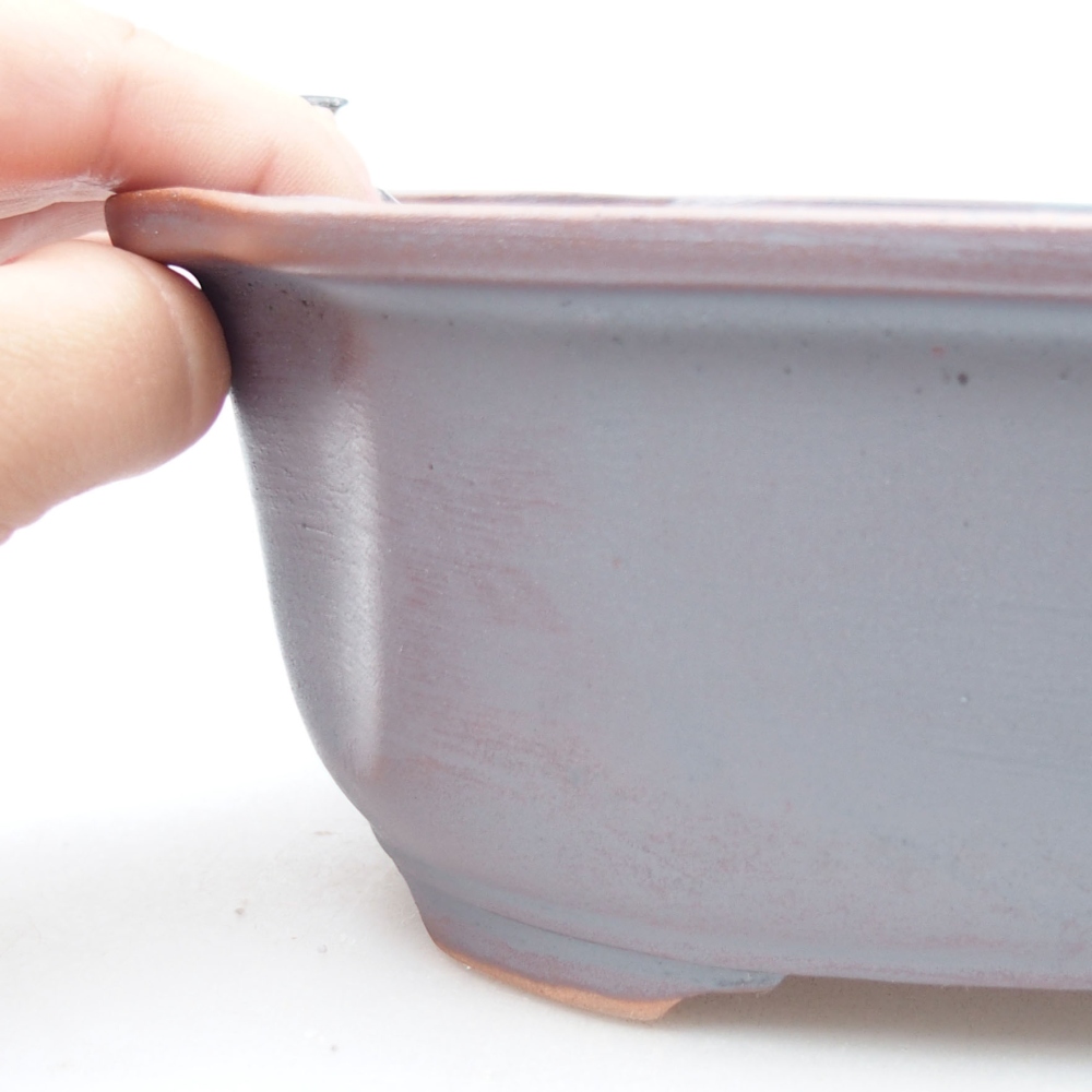 Cuenco bonsái de cerámica 22,5 x 17,5 x 7,5 cm, color metálico