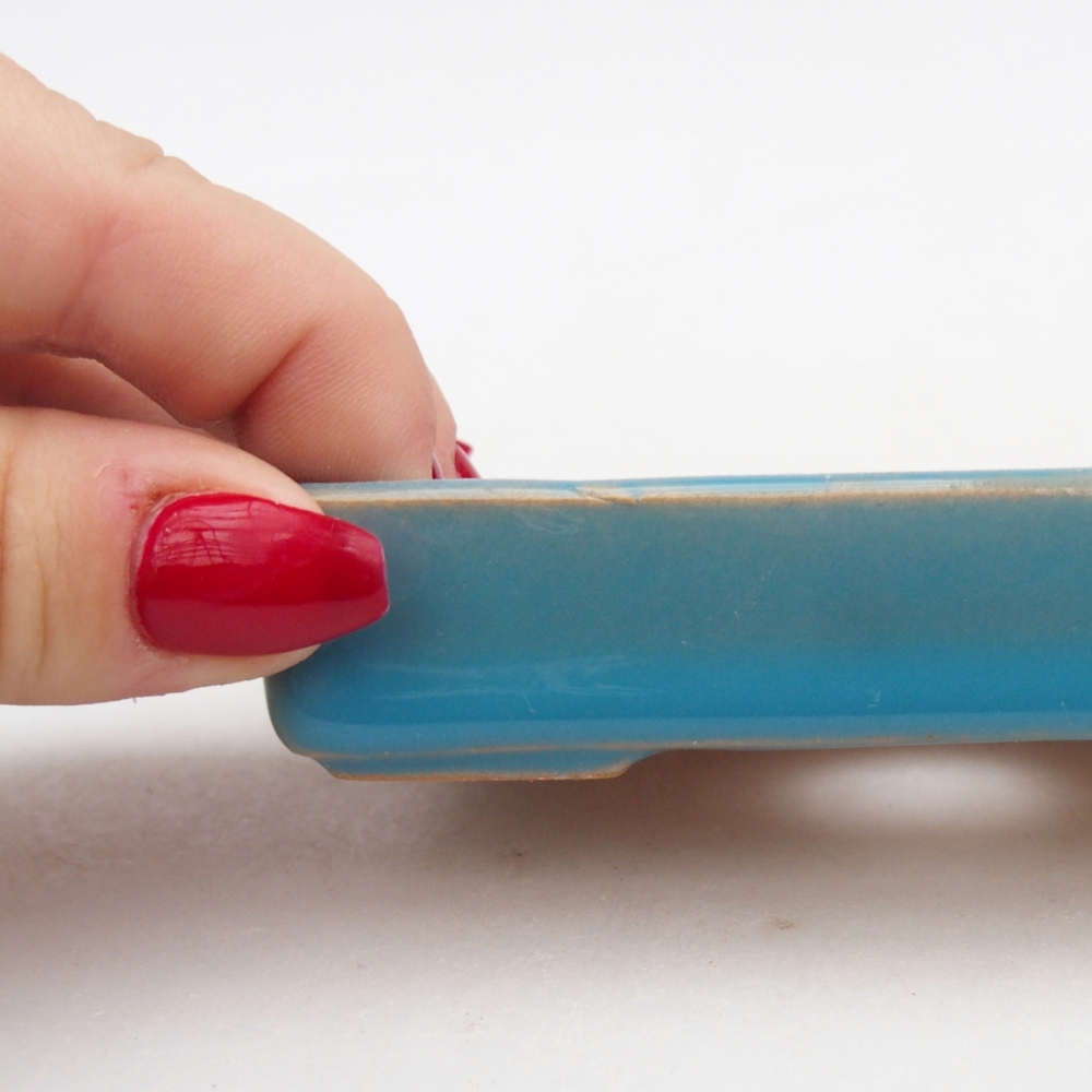 Cuenco bonsái de cerámica 10,5 x 7 x 2 cm, color azul