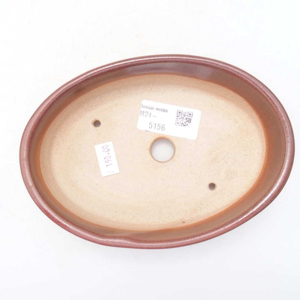 Cuenco bonsái de cerámica 16 x 11,5 x 4 cm, color burdeos